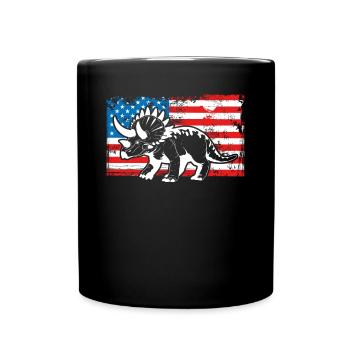 Tricératops sur un drapeau des États-Unis - Mug uni - noir - Devant
