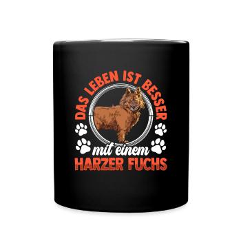 Leben ist besser mit Harzer Fuchs Hütefuchs - Tasse einfarbig - Schwarz - Vorne