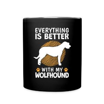 Alles besser mit Irischer Wolfshund Wolfhound - Tasse einfarbig - Schwarz - Vorne