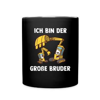 Bagger Großer Bruder - Ich bin der Große Bruder - Tasse einfarbig - Schwarz - Vorne