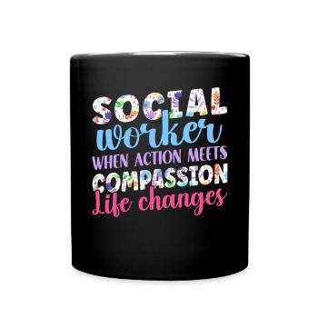 Fleurs du Mois du travail social à l’école - Mug uni - noir - Devant