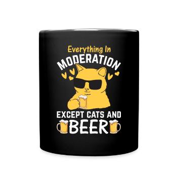 Drôle de chat I Tout avec modération sauf les chats et bi - Mug uni - noir - Devant