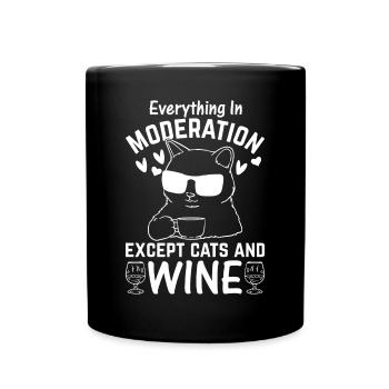 Drôle de chat I Tout avec modération sauf les chats et nous - Mug uni - noir - Devant