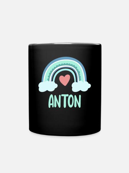 Anton Name Rainbow Baby - Full Colour Mug - black