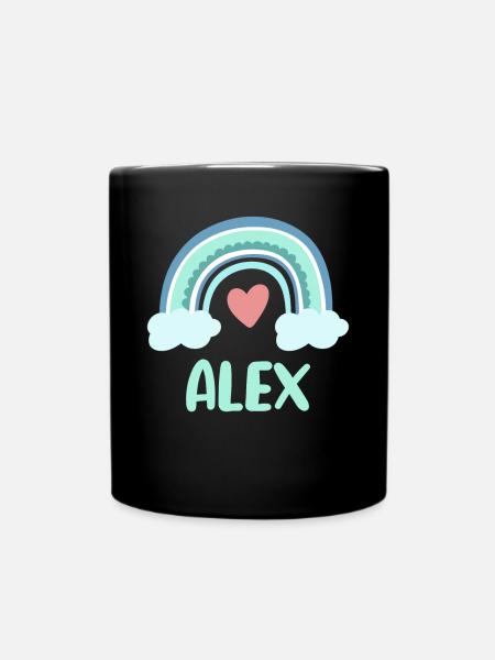 Alex Name Regenbogen Baby - Tasse einfarbig - Schwarz