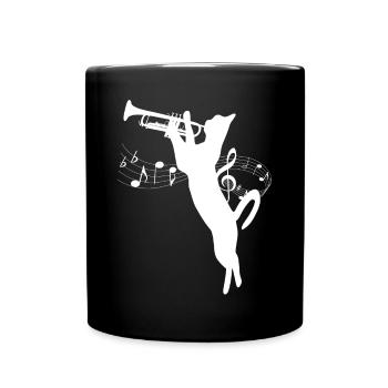 Trumpet Player Cat Vintage - Tasse einfarbig - Schwarz - Vorne