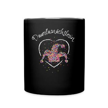Fasnacht Närrin Narrenkappe Karneval Konfetti - Tasse einfarbig - Schwarz - Vorne