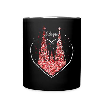 Kölner Dom Cologne Rot Weiss Karneval Kostümersatz - Tasse einfarbig - Schwarz - Vorne