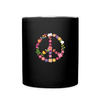 Hippie Peace Flower Power Amour Paix Cadeau - Mug uni - noir - Devant