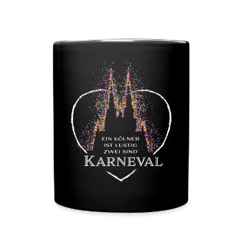 Kölner Dom Köln Karneval Fasching Konfetti - Tasse einfarbig - Schwarz - Vorne