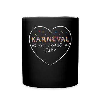 Karneval Fasching Konfetti Kostümersatz Geschenk - Tasse einfarbig - Schwarz - Vorne