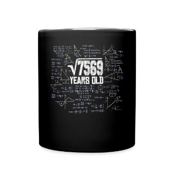 Square Root of 7569 Math Nerd 87th Birthday - Full Colour Mug - black - Front