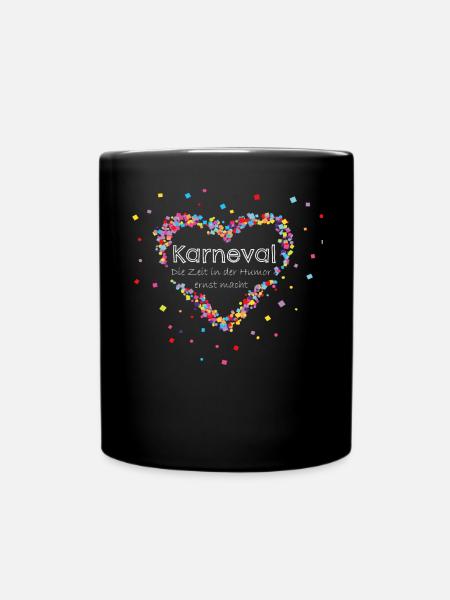 Karneval Fasching Konfetti 5. Jahreszeit Geschenk - Tasse einfarbig - Schwarz