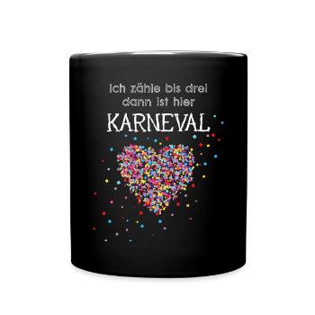Karneval Fasching Konfetti 5. Jahreszeit Köln - Tasse einfarbig - Schwarz - Vorne
