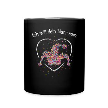 Narr Narren Narrenkappe Jeck Karneval Fasching - Tasse einfarbig - Schwarz - Vorne