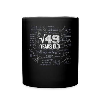 Square Root of 49 Math Nerd 7th Birthday - Full Colour Mug - black - Front