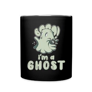Boo Geist lustiges Halloween low Budget Kostüm - Tasse einfarbig - Schwarz - Vorne