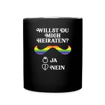 Willst Du mich heiraten Heiratsantrag LGBTQ Ehe - Tasse einfarbig - Schwarz - Vorne
