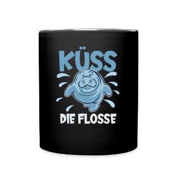 Cold Nose Warm Heart Manatee mollige Seekuh - Tasse einfarbig - Schwarz - Vorne