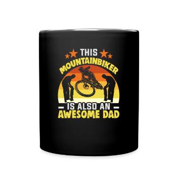 Mountain biker Father's Day Downhiller E biker - Full Colour Mug - black - Front