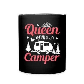 Queen Of The Camper Camping Caravan - Full Colour Mug - black - Front