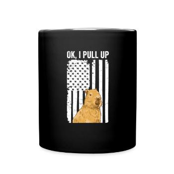 Ok, I Pull Up Capybara Design - Full Colour Mug - black - Front