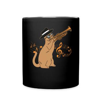 Trompettiste Cat Jazz Vintage - Mug uni - noir - Devant