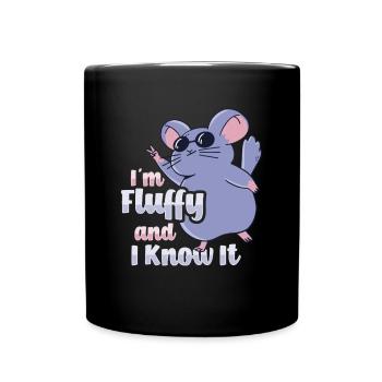 Flauschiges Chinchilla - Tasse einfarbig - Schwarz - Vorne