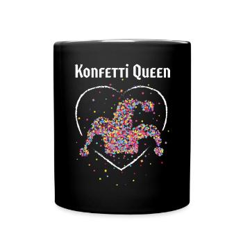 Konfetti Kölner Karneval Fasching Närrin Fasnacht - Tasse einfarbig - Schwarz - Vorne