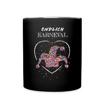 Konfetti Karneval Fasching Kostümersatz Narr - Tasse einfarbig - Schwarz - Vorne