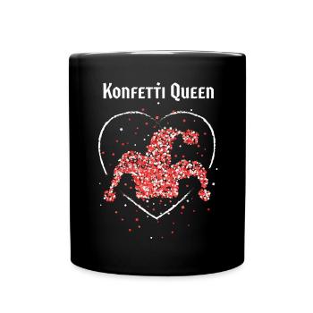 Konfetti Kölnerin Rot Weiss Karneval Fasching - Tasse einfarbig - Schwarz - Vorne