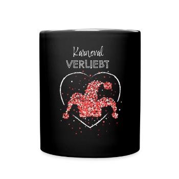 Karnevalf Rot Weiss Fasching 5. Jahreszeit - Tasse einfarbig - Schwarz - Vorne