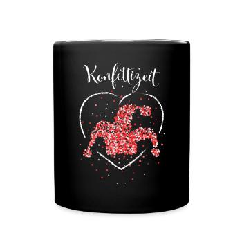 Karnevalf Konfettizeit Rot Weiss 5. Jahreszeit - Tasse einfarbig - Schwarz - Vorne
