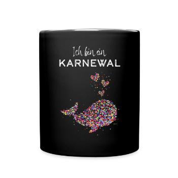 Karneval Karnewal Konfetti Kostümersatz Fasching - Tasse einfarbig - Schwarz - Vorne