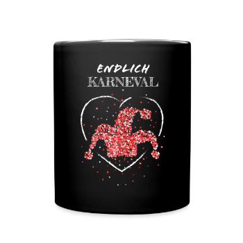 Karneval Fasching Köln Rot Weiss Narrenkappe - Tasse einfarbig - Schwarz - Vorne