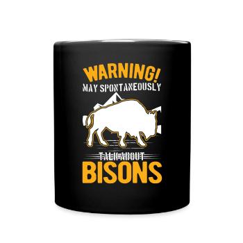 Warning Buffalo Bison Water Buffalo - Full Colour Mug - black - Front