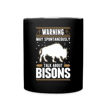 Warning Buffalo Bison Water Buffalo - Full Colour Mug - black - Front