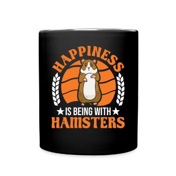 Hamster Glück Hamsterrad Goldhamster - Tasse einfarbig - Schwarz - Vorne