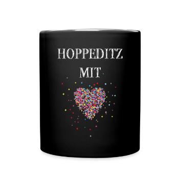 Hopeditz mit Herz Karneval Fasching Konfetti - Tasse einfarbig - Schwarz - Vorne