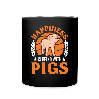 SchweineHappiness is being with Pigs - Tasse einfarbig - Schwarz - Vorne