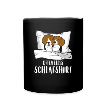 Official Sleeping Shirt Beagle Dog Pajamas - Full Colour Mug - black - Front