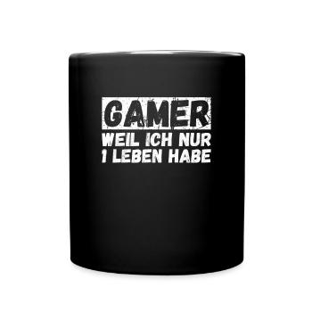 Gamer - Weil ich nur ein leben habe!PC Gamer WASD - Tasse einfarbig - Schwarz - Vorne
