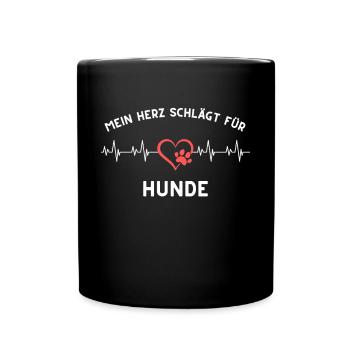 Herz schlägt für hunde Geschenk Idee spruch - Tasse einfarbig - Schwarz - Vorne