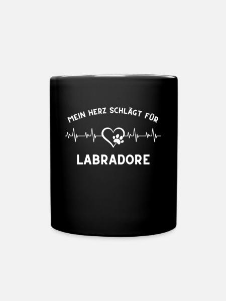 Herz schlägt labrador Geschenk Idee hunde spruch - Tasse einfarbig - Schwarz