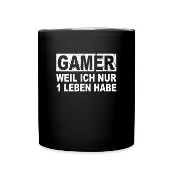 Gamer - Weil ich nur ein leben habe!PC Gamer WASD - Tasse einfarbig - Schwarz - Vorne