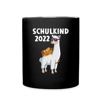 Schulkind 2022 Lama - Tasse einfarbig - Schwarz - Vorne