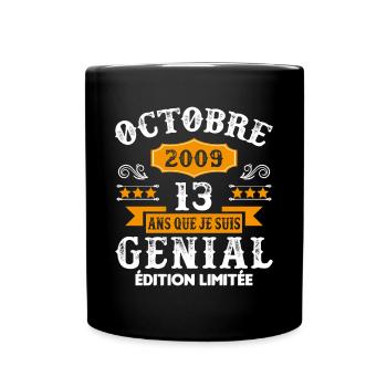 13 Ans Anniversaire Vintage En Octobre 2009 - Mug uni - noir - Devant