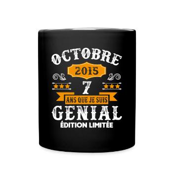 7 Ans Anniversaire Vintage Né(e) en Octobre 2015 - Mug uni - noir - Devant