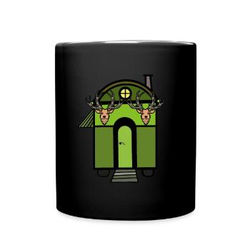 Bauwagen Hütte Chasseurs forestiers Chasses sauvages au cerf rouge Nature - Mug uni - noir - Devant