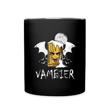 Vambier Halloween Party Bier Fledermaus Vampir - Tasse einfarbig - Schwarz - Vorne